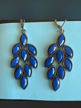 Blue Teardrop Cluster Dangle Earrings - Women Jewelry